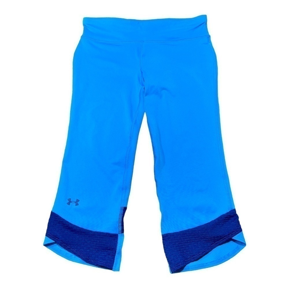 UNDER ARMOUR, WOMENS, ATHLETIC PANTS. BLUE, COMPRESSION HEAT GEAR PANTS. SIZE M